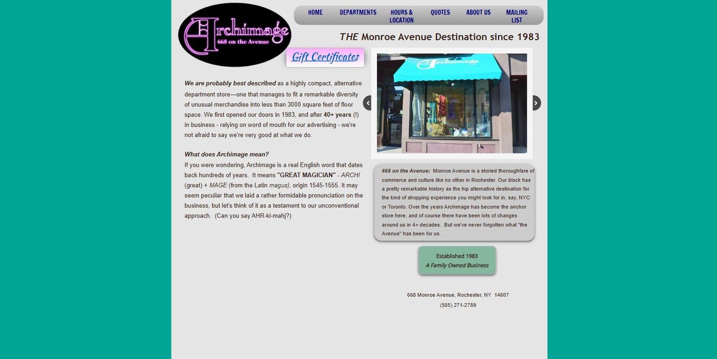 Archimage's original site, served over plain HTTP