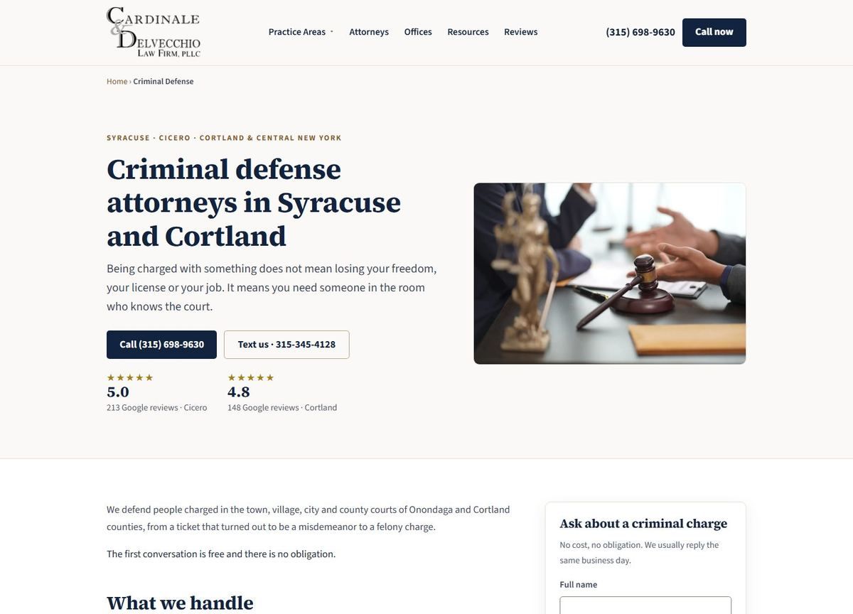 The rebuilt criminal defense practice page
