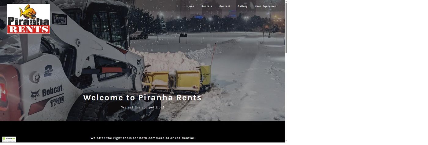 Piranha Rents' original GoDaddy-builder site