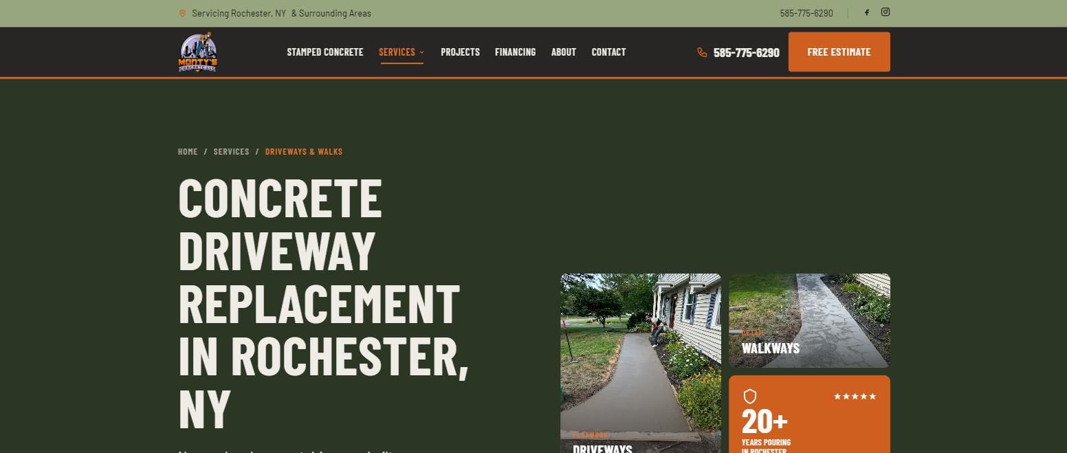 The rebuilt concrete driveway replacement service page