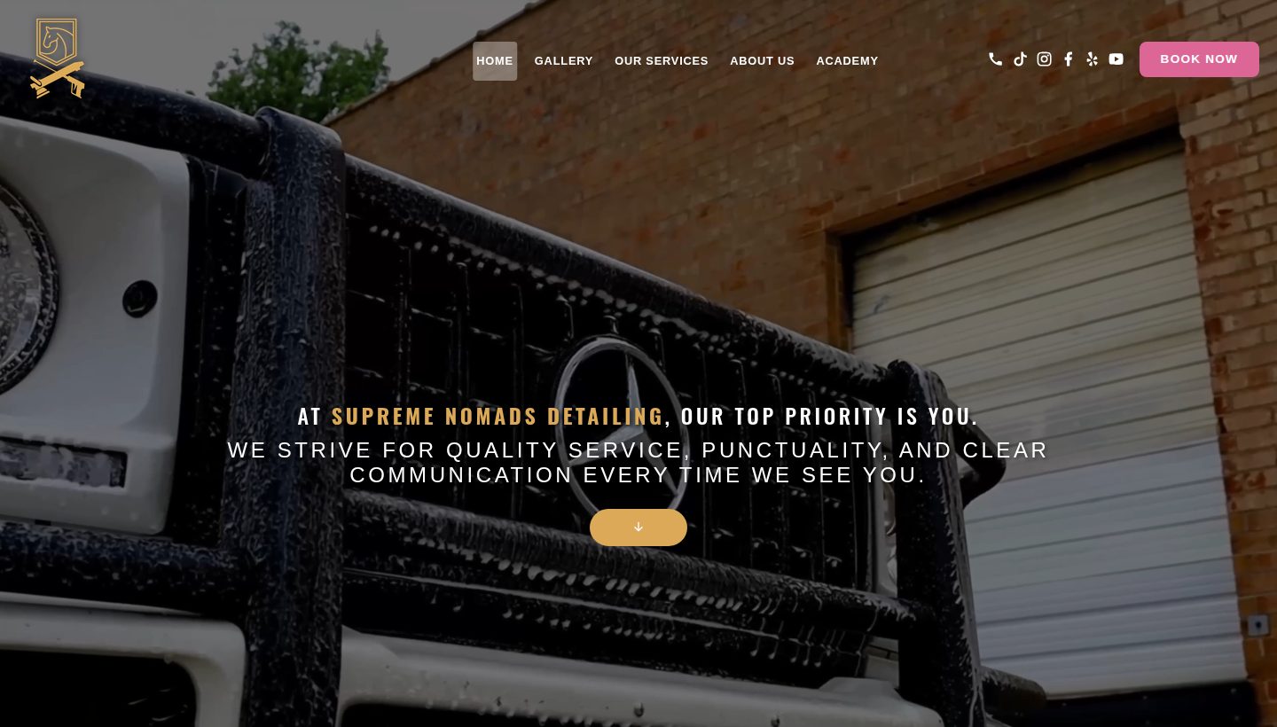 The current Supreme Nomads homepage — a centred sentiment headline