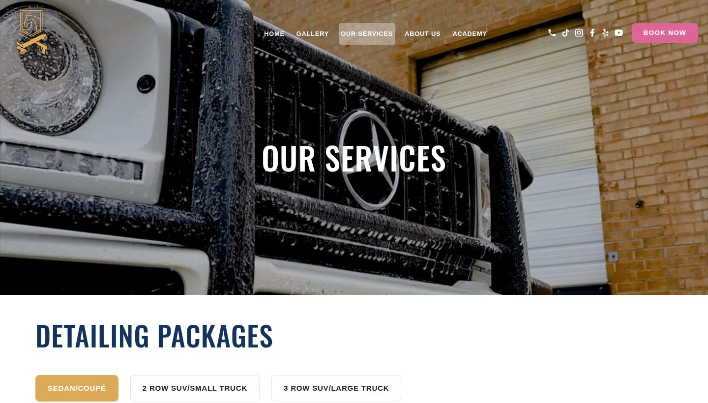The current Supreme Nomads services page — everything on one URL